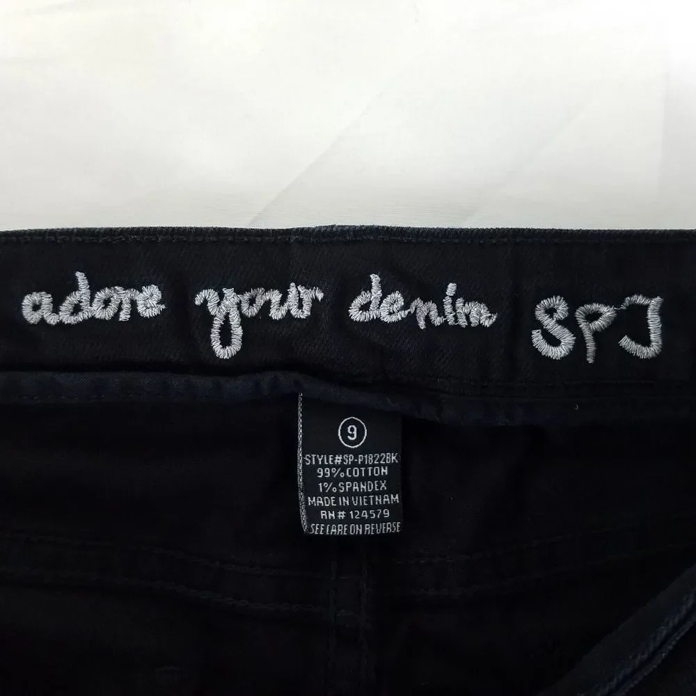 Sneak Peek‎ Denim Shorts Juniors 9 Black Low Rise Distressed Frayed Cut Off